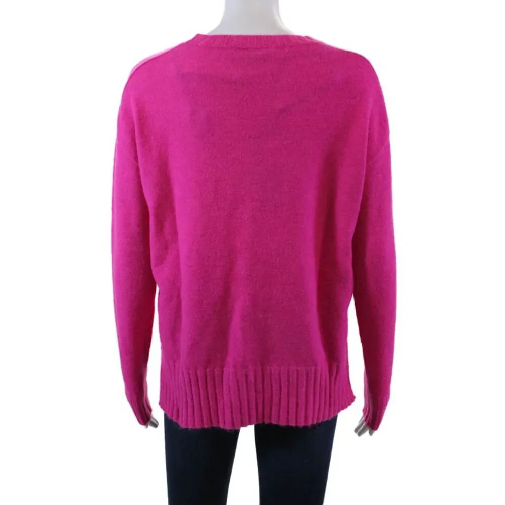 Renuar Womens Front Pockets Crew Neck Pullover Sweater Orchid Size XS